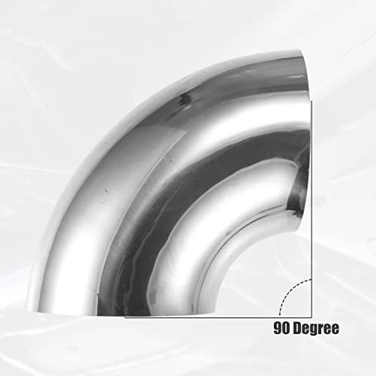 Stainless steel 90-degree exhaust elbow pipe with smooth curved bend and round outlet