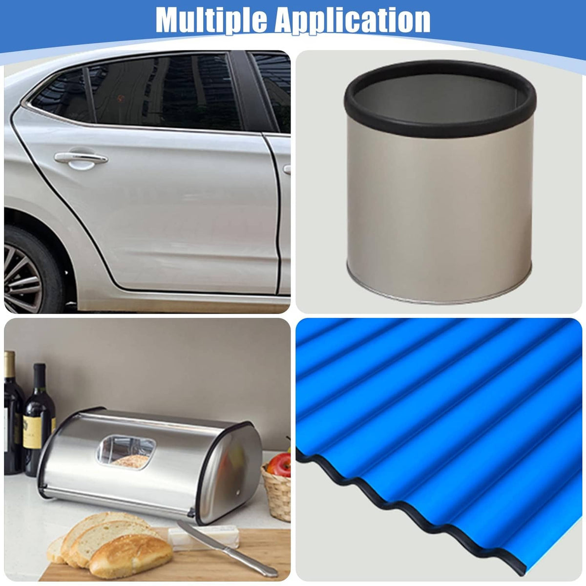 Rolled black rubber edge trim strip with rounded outer profile for sealing edges