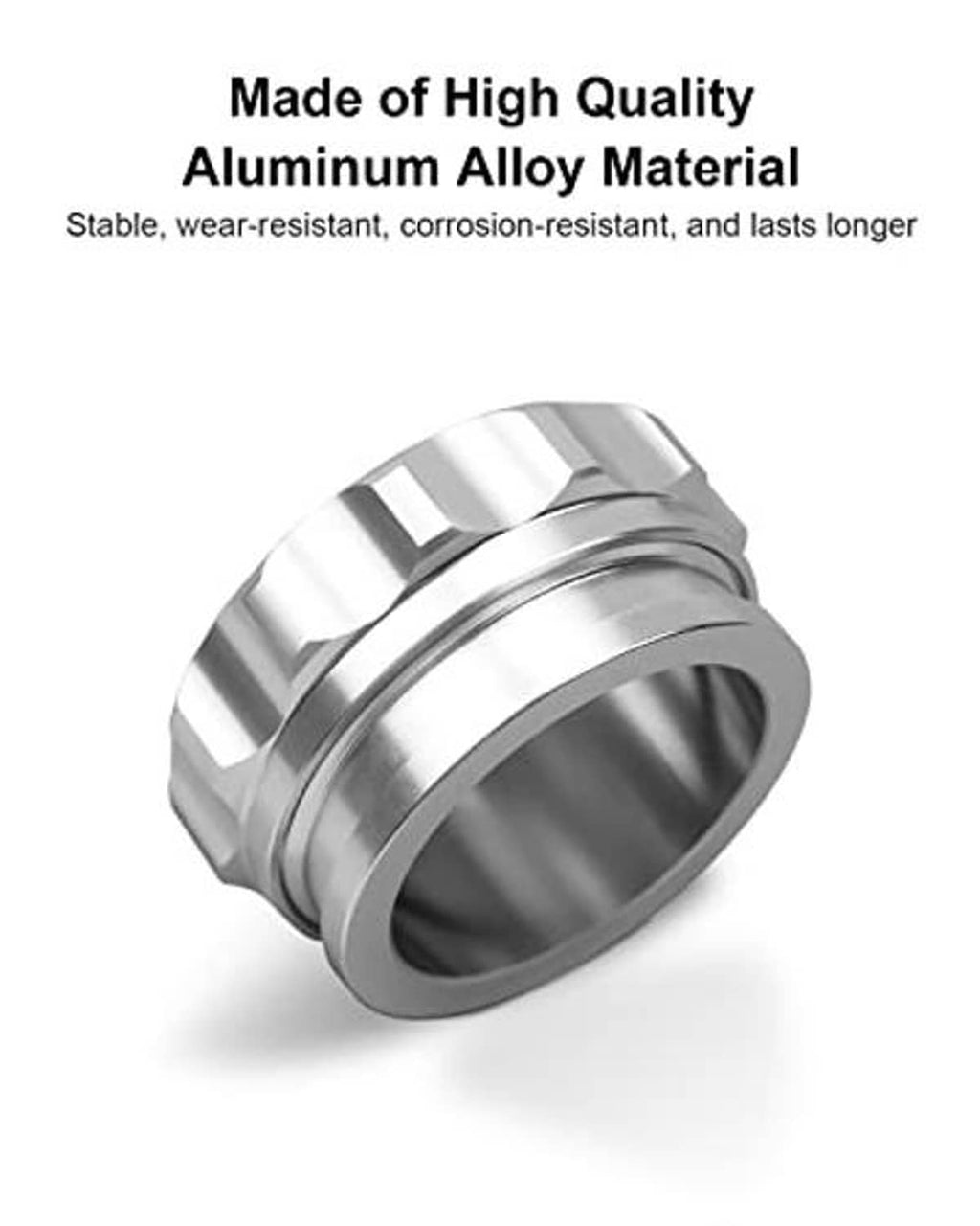 Silver aluminum fuel filler cap with side profile and threaded outer section