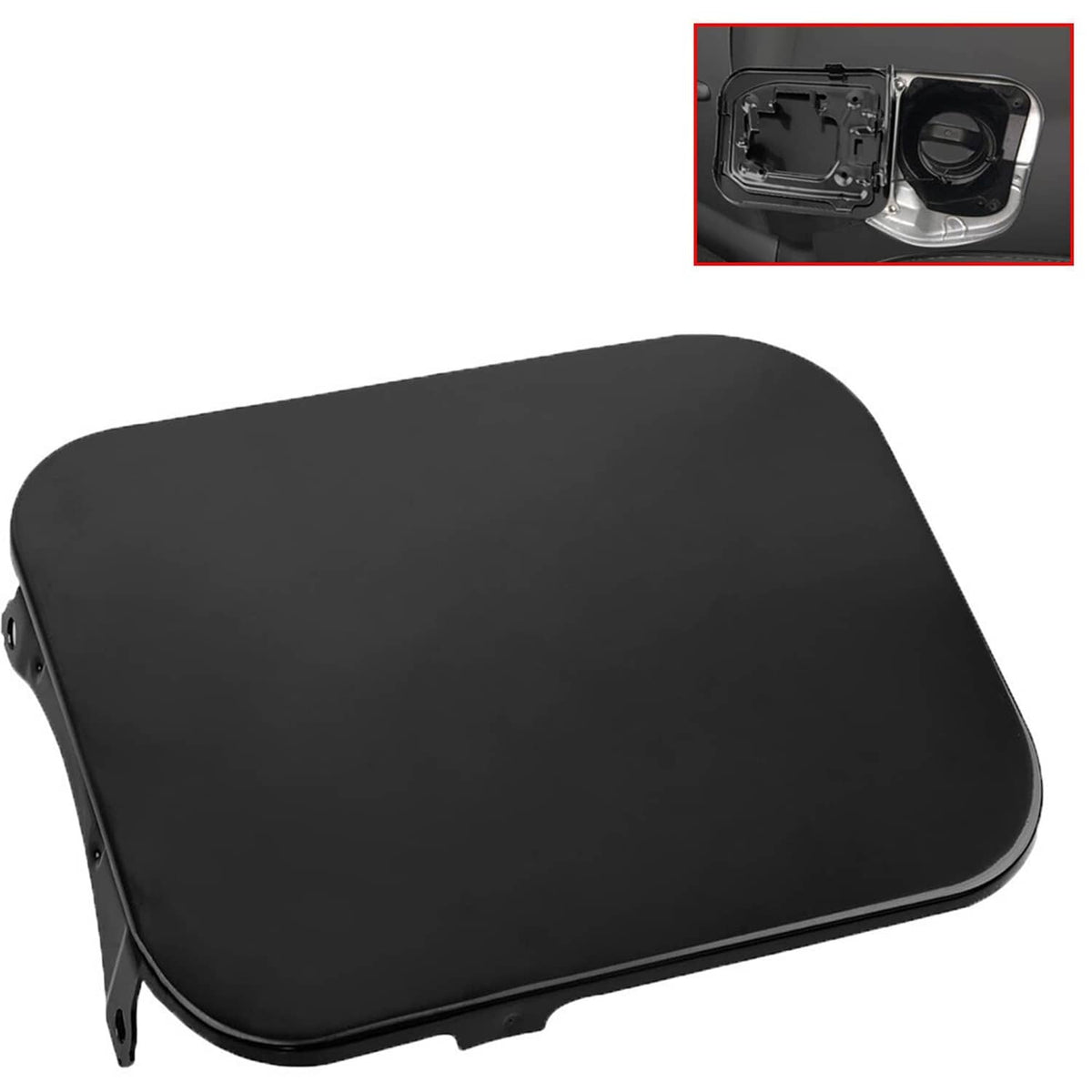 Black gas lid cover with small inset showing inner mechanism