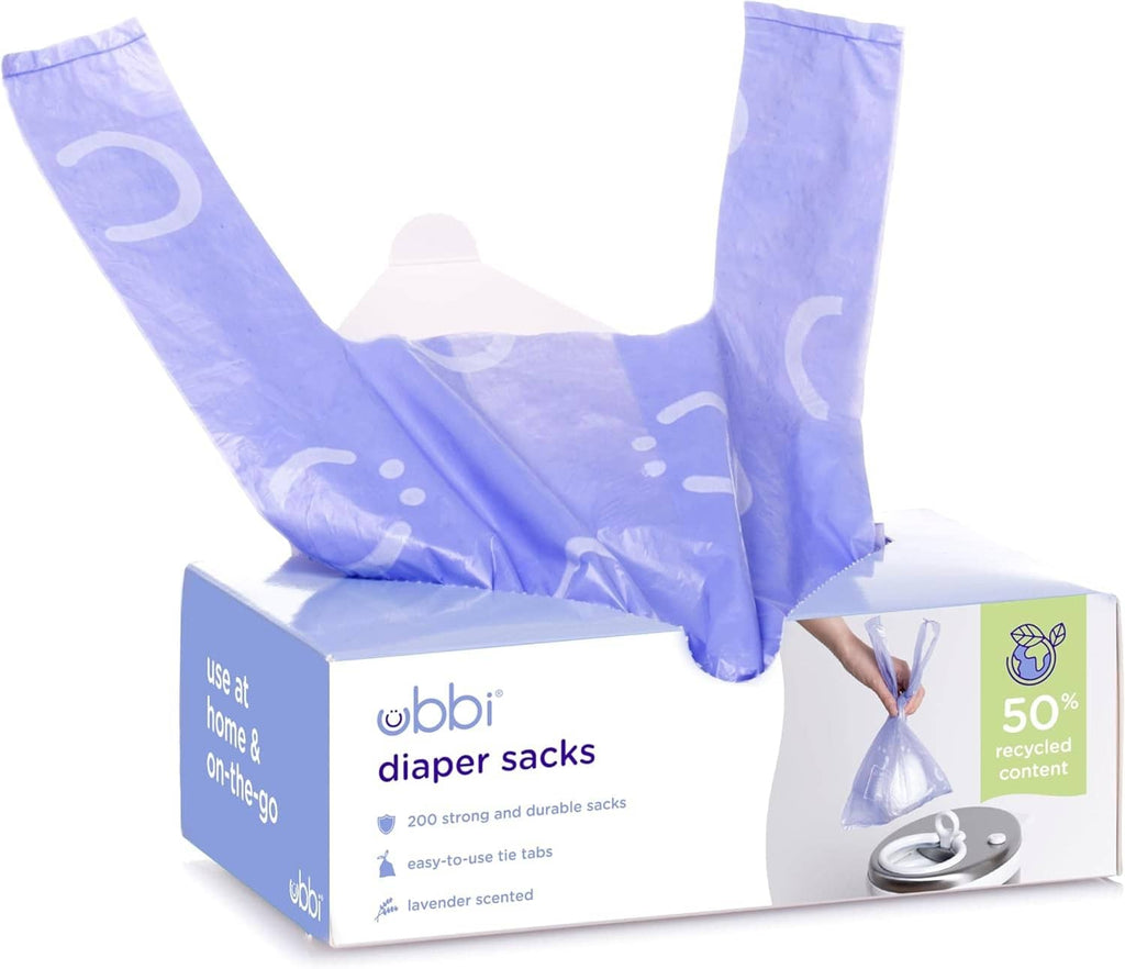 Lavender disposable diaper sack bags with tie tabs, 200 count
