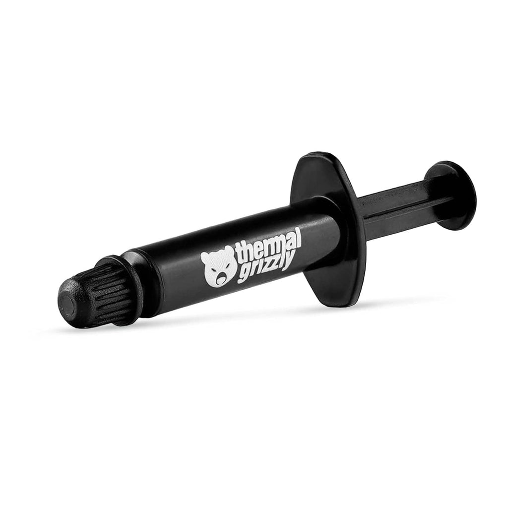 Thermal paste syringe with Thermal Grizzly logo, black nozzle and cap