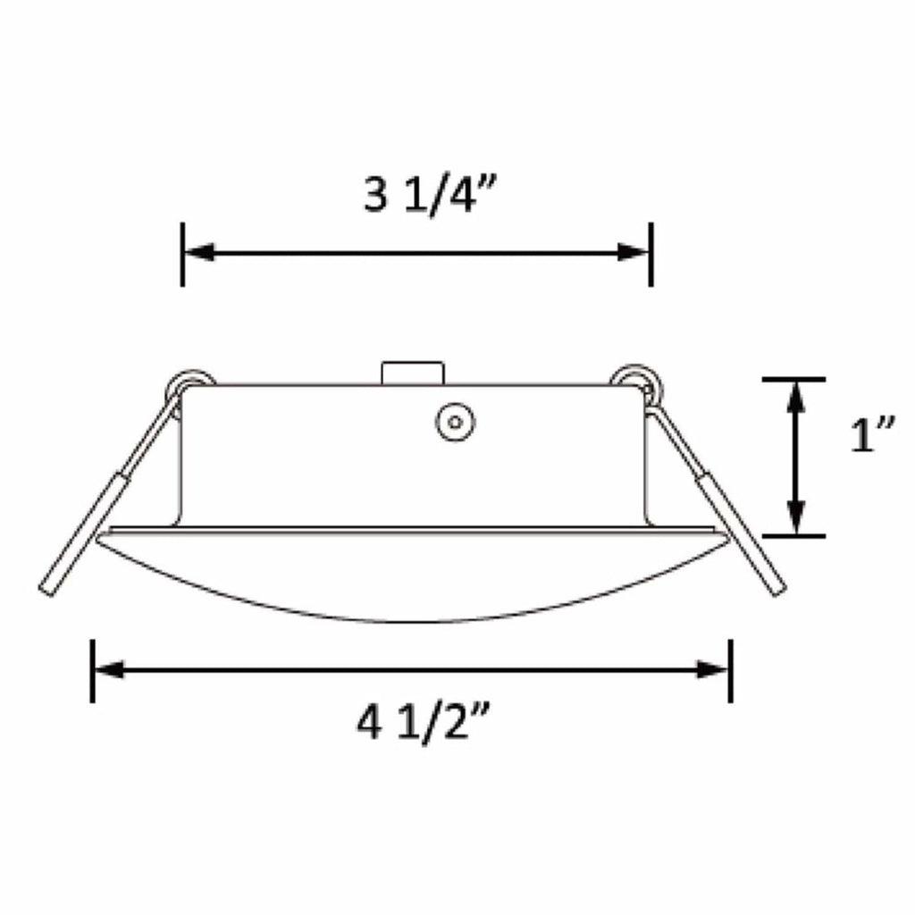 Recessed LED puck light dimension diagram: 3 1/4in diameter, 4 1/2in depth