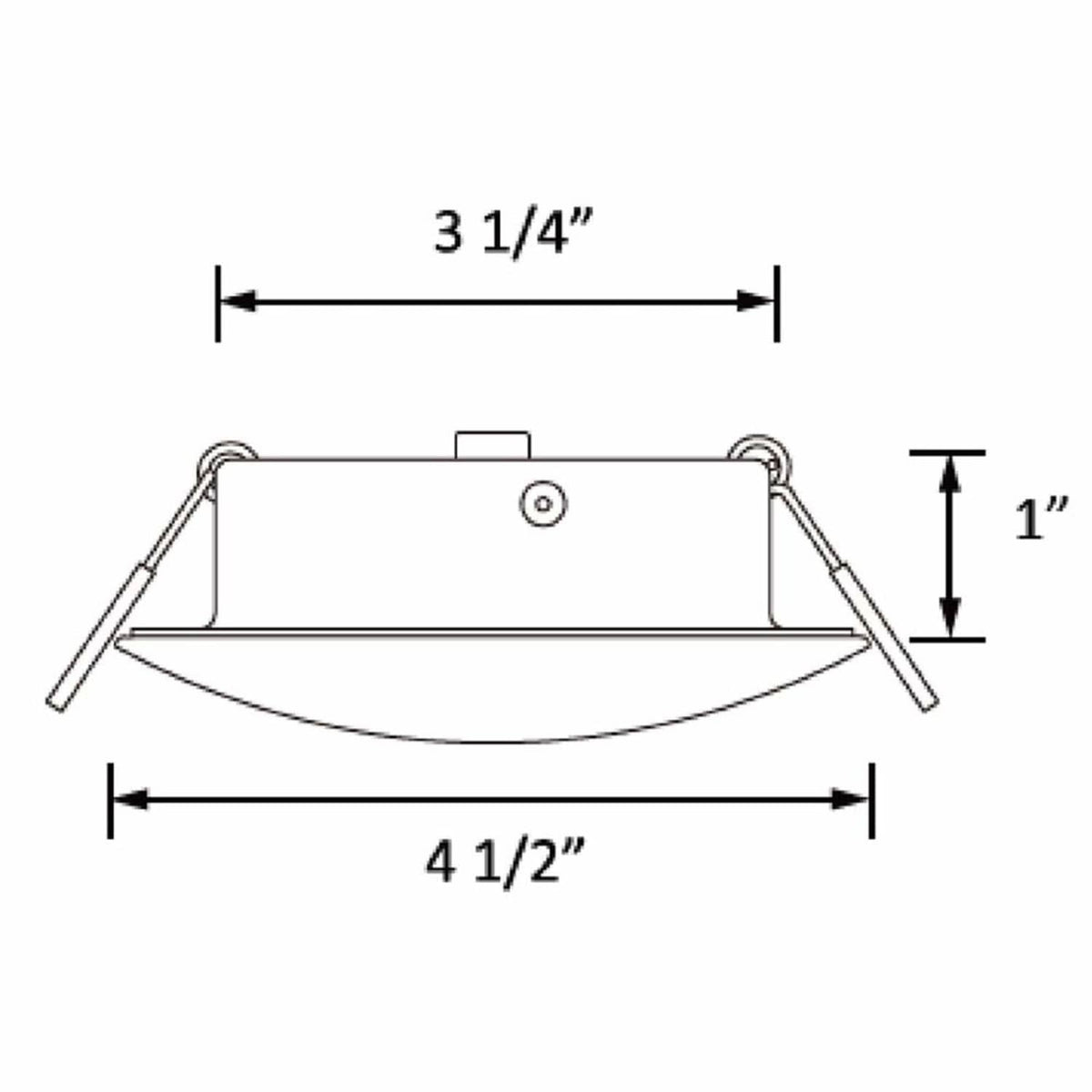 Recessed LED puck light dimension diagram: 3 1/4in diameter, 4 1/2in depth