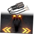 LED motorcycle turn signal projector lights with oval smoked housings, amber glow
