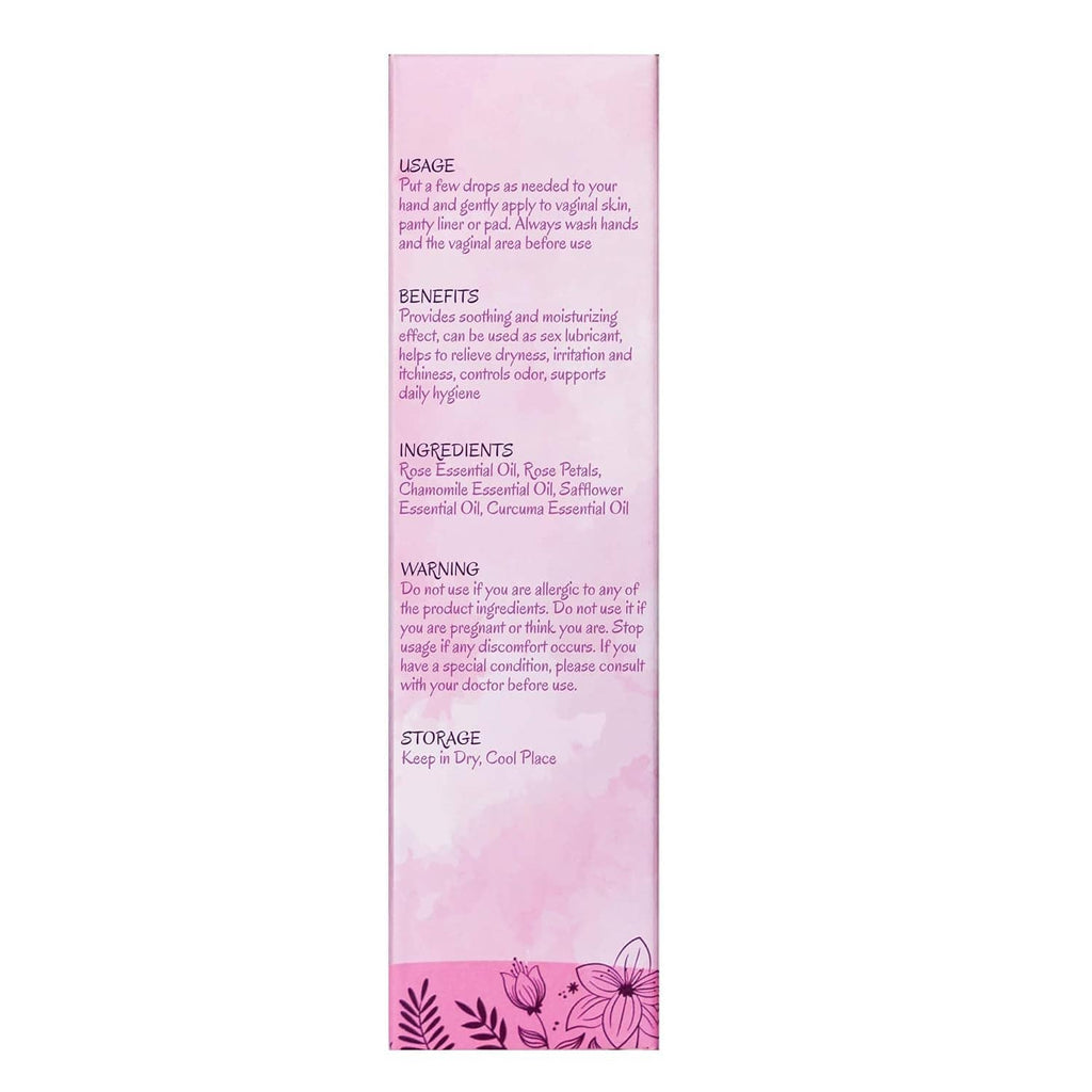 Pink product box back panel with usage, benefits, ingredients, warning, and storage text