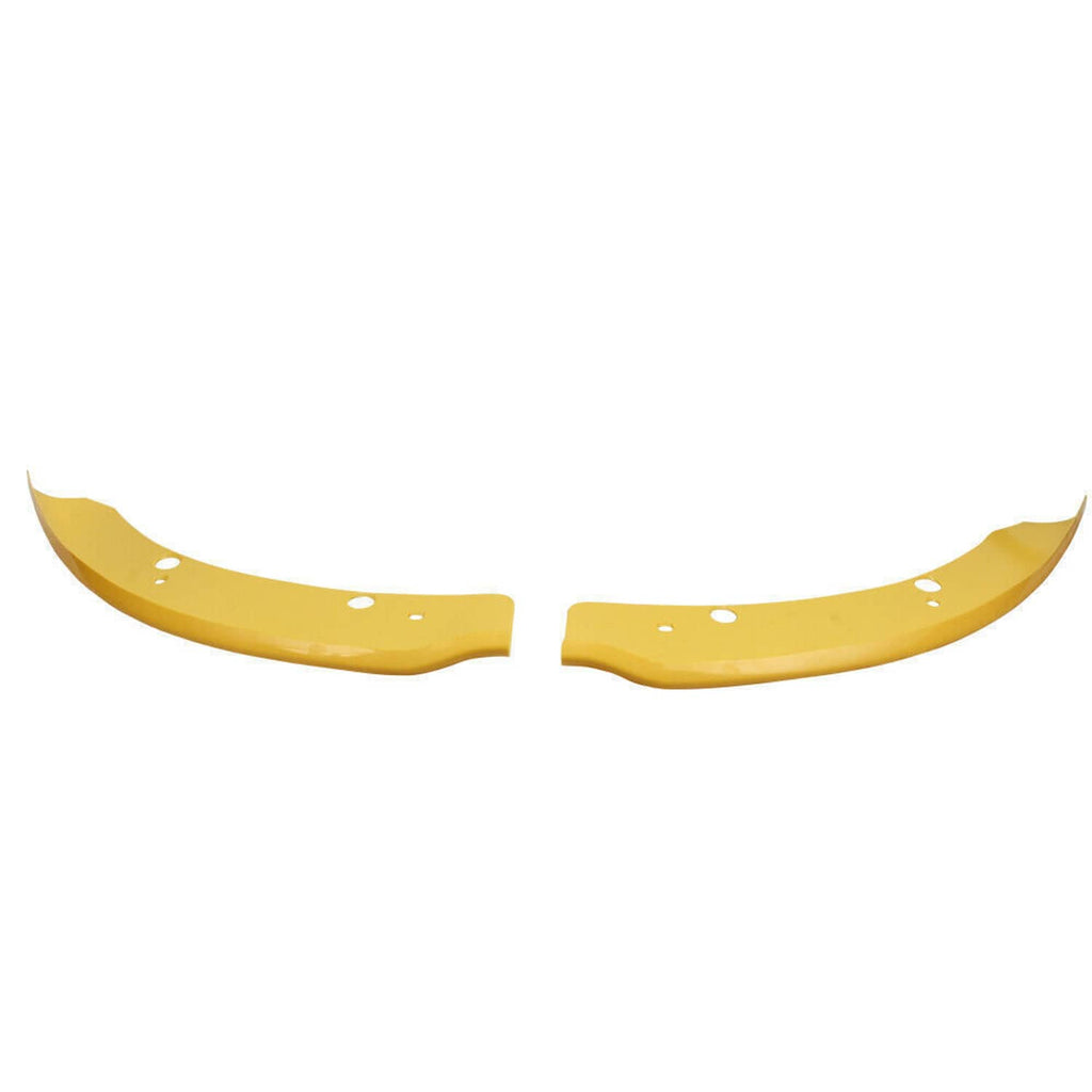 Yellow front bumper lip splitter trim cover, two-piece curved set with mounting holes