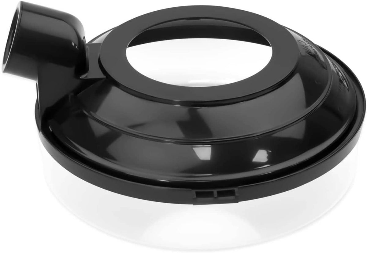 Black vacuum water pan basin with central circular opening and side spout