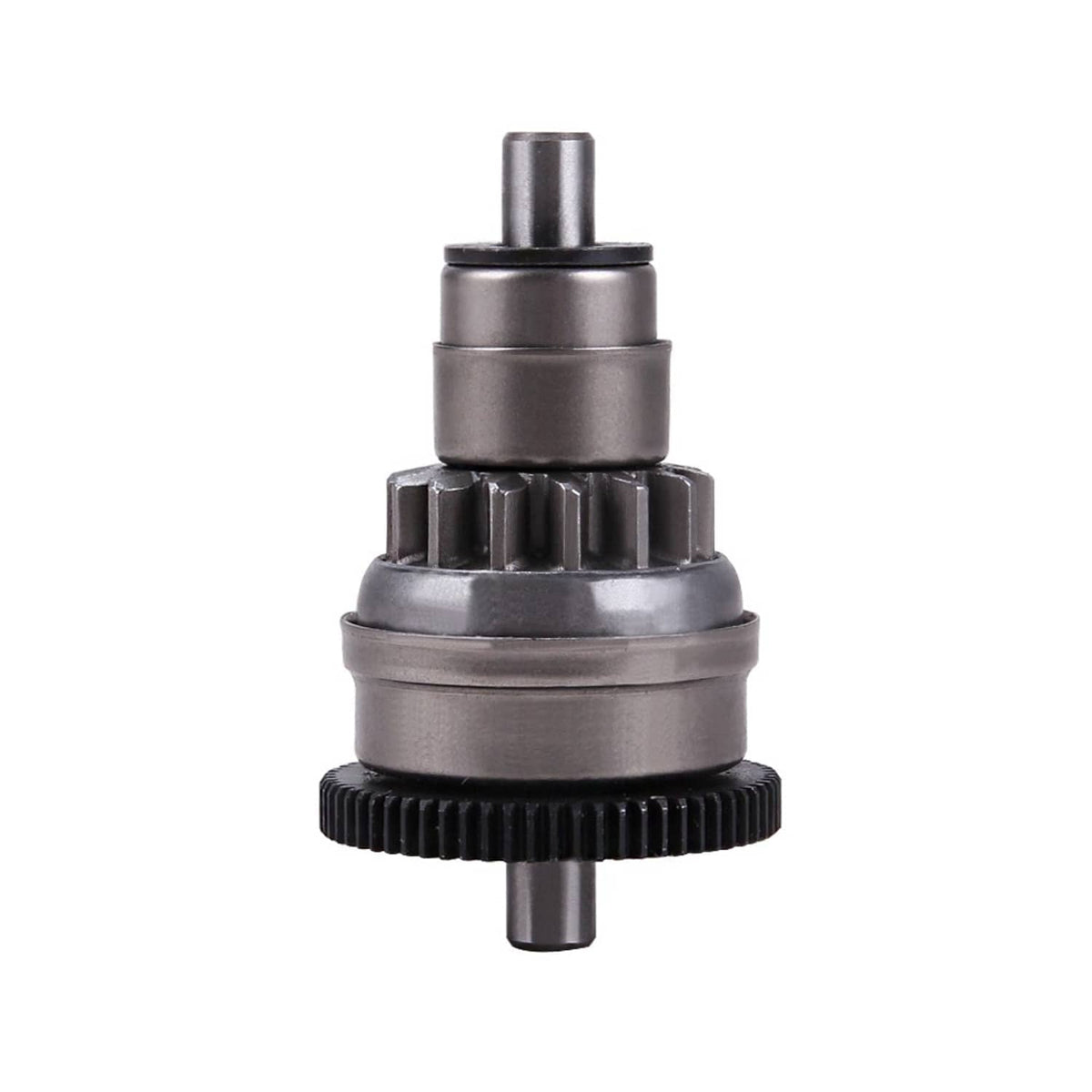 Scooter starter clutch gear with black ribbed ring and centered output shaft