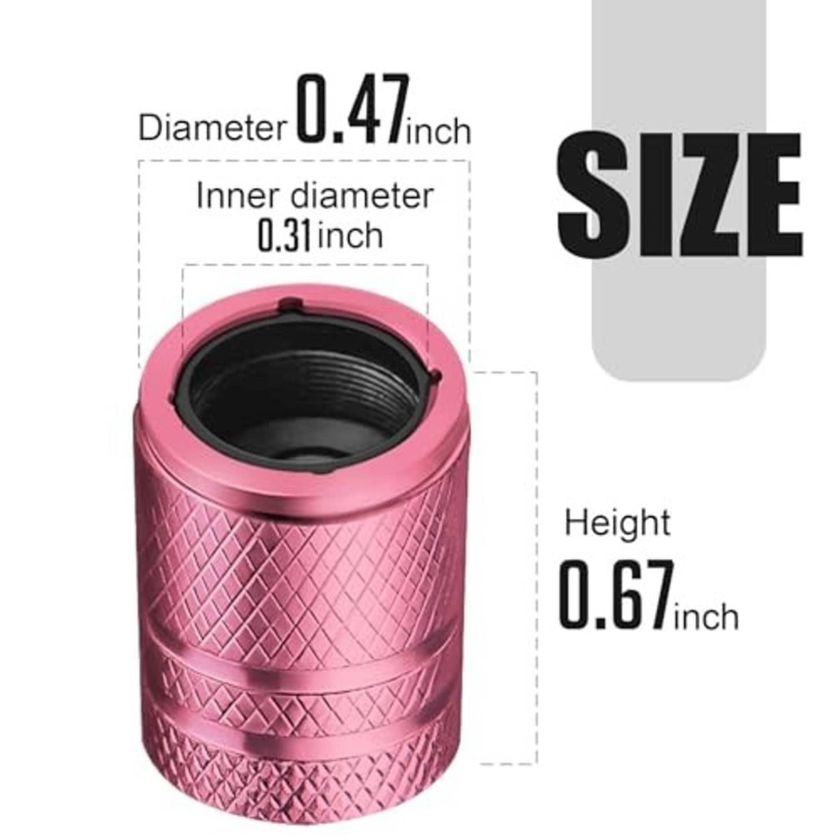 Pink tire valve stem cap with cat paw top and black inner threads