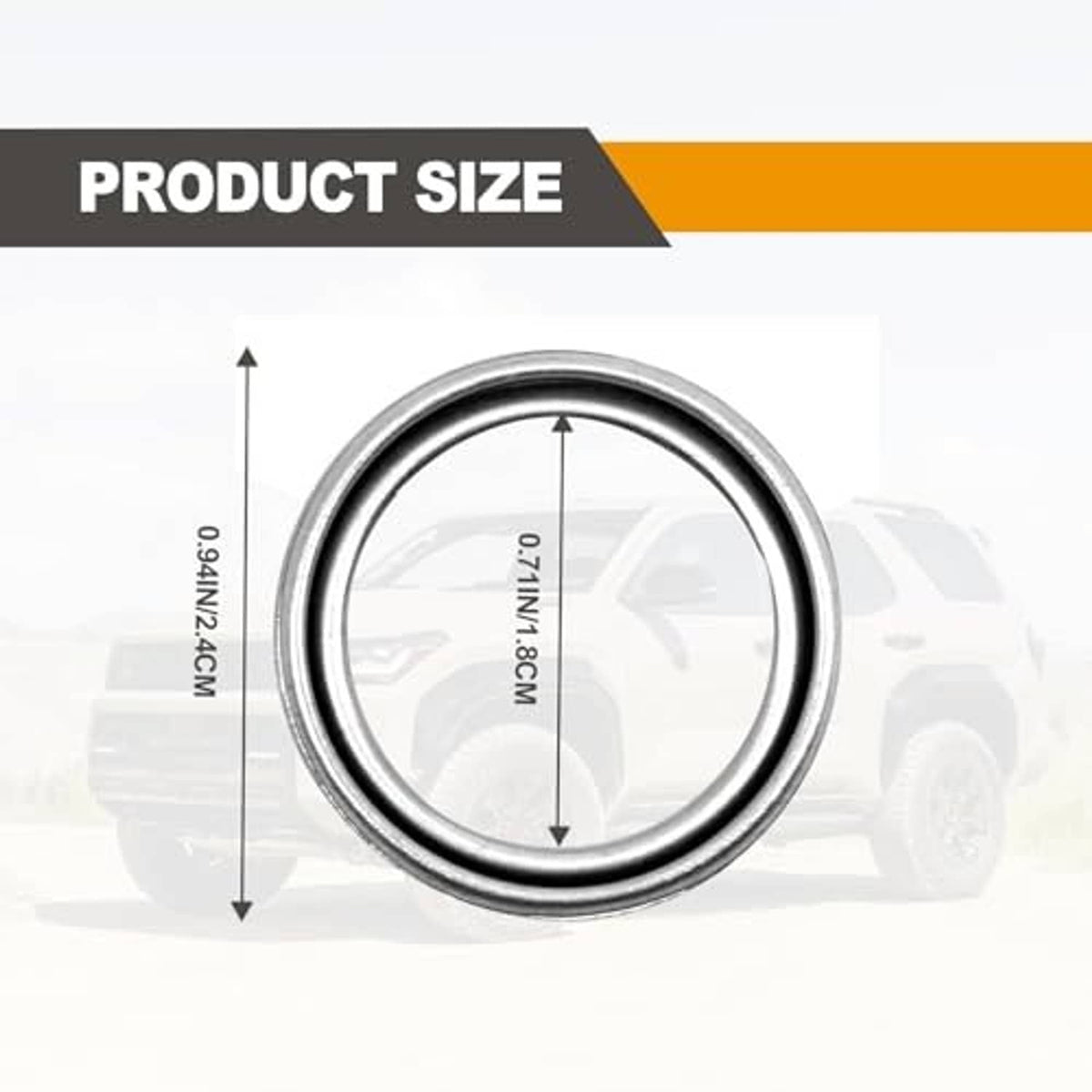 Metal crush washer gasket ring with size measurement arrows