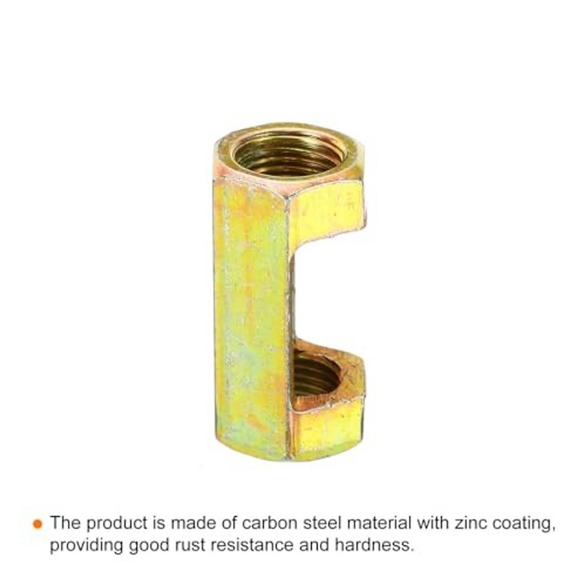 Single hex coupling nut with female threads, zinc-plated steel, yellow-gold exterior