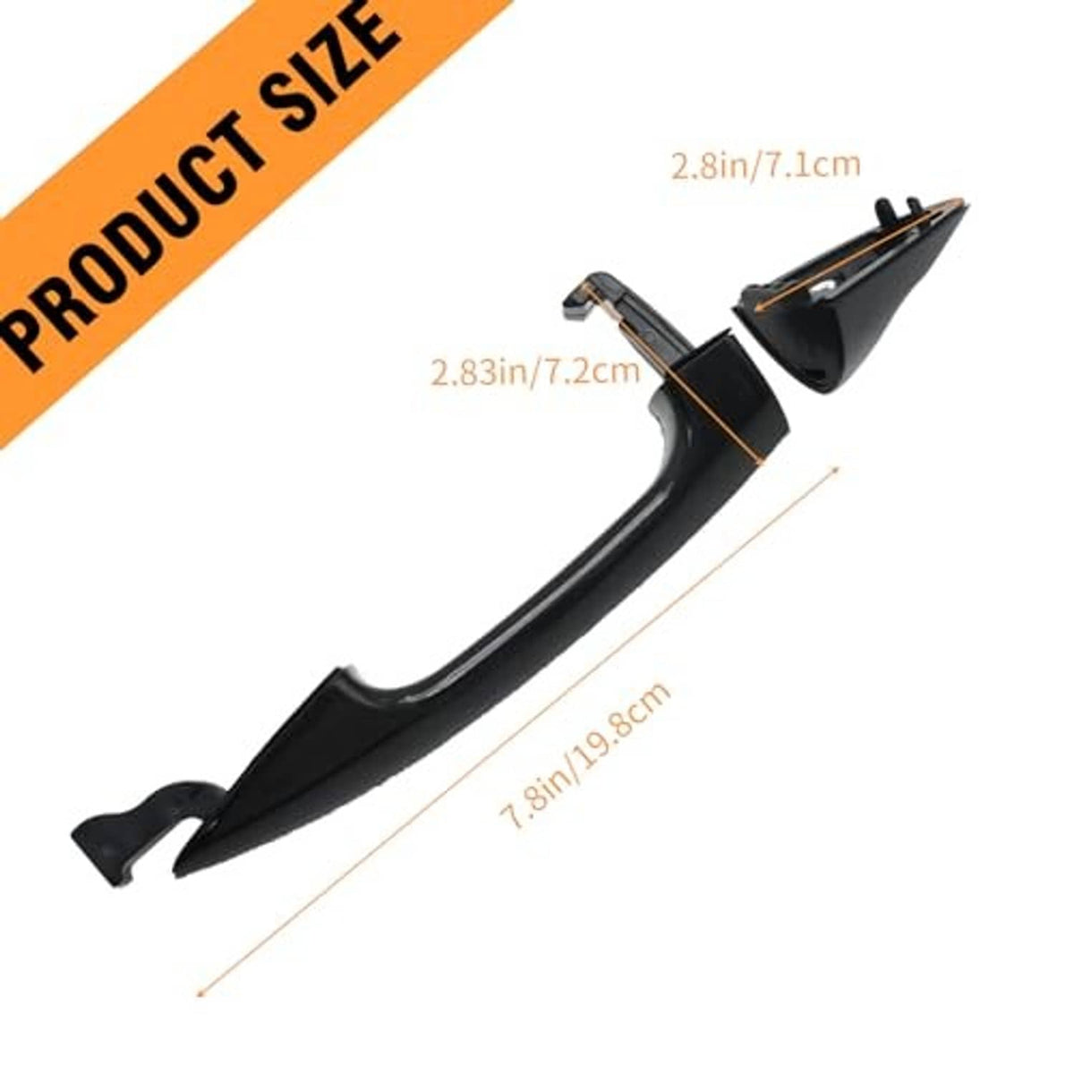 Replacement exterior door handle set with separate insert, black plastic
