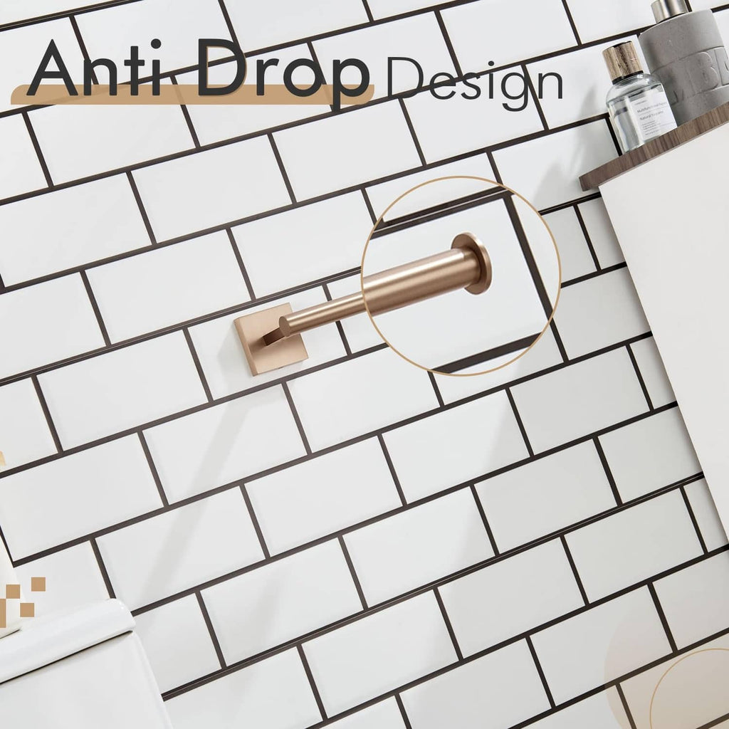 Vertical toilet paper holder with anti-drop design, champagne bronze bar and bracket