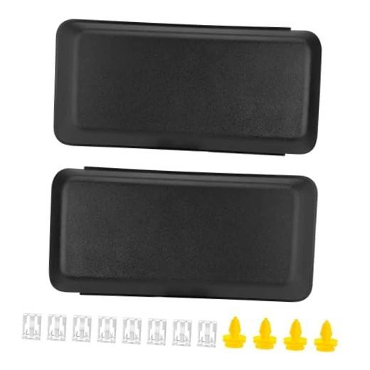 Front bumper guard pads set, dark gray rectangular covers with textured surface
