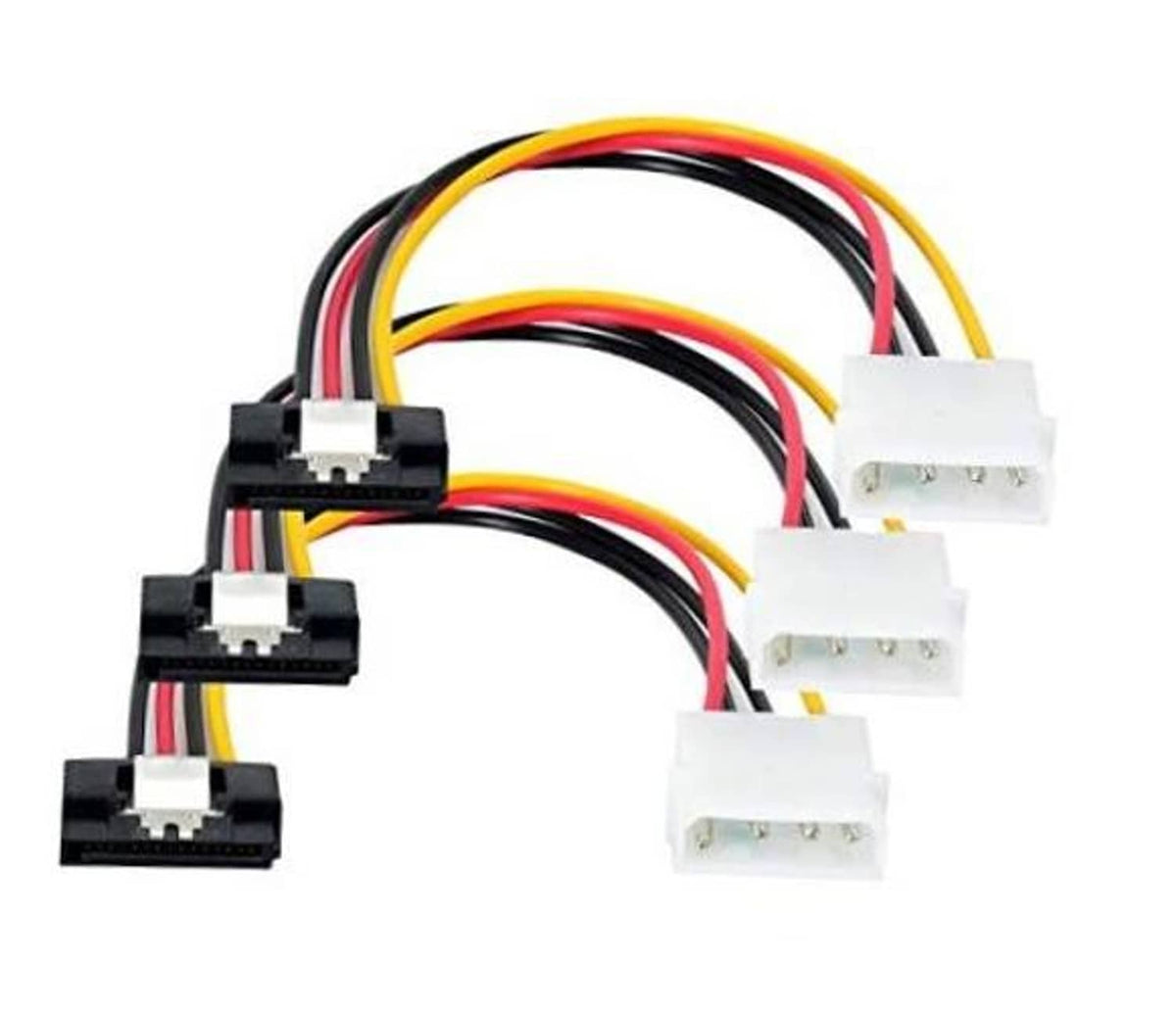 Molex 4-pin to SATA 15-pin power cable with black and white connector ends