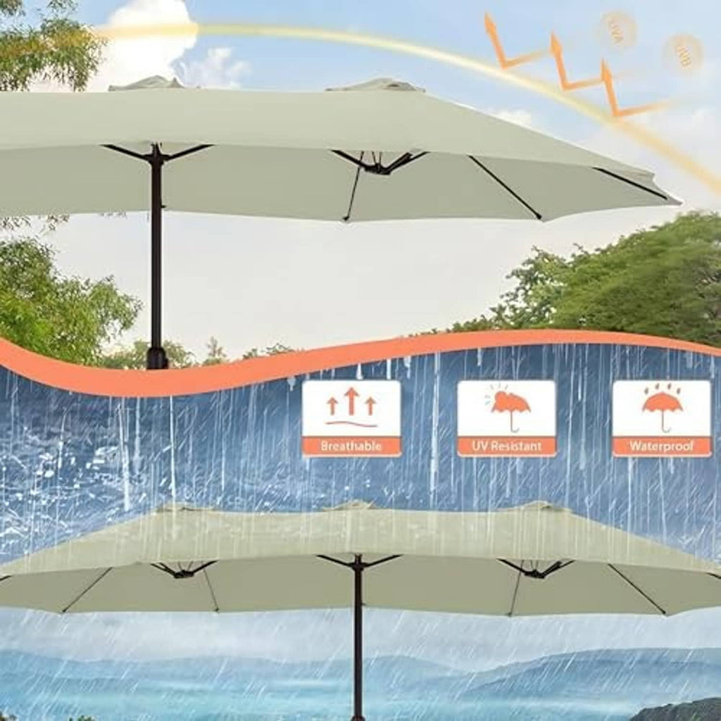 Waterproof patio umbrella replacement canopy with double-sided fabric and ribs