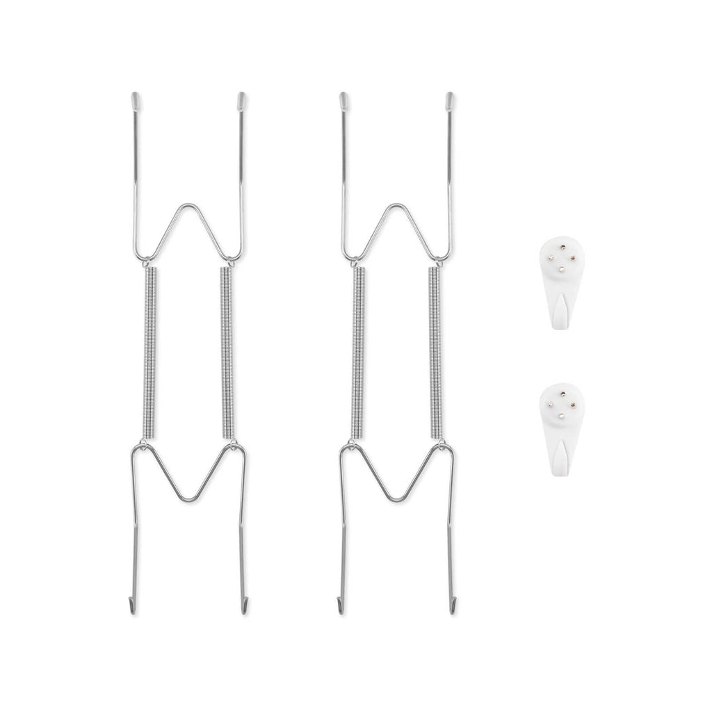 Silver plate wall hangers, 2-pack with double U-prongs for securing plates