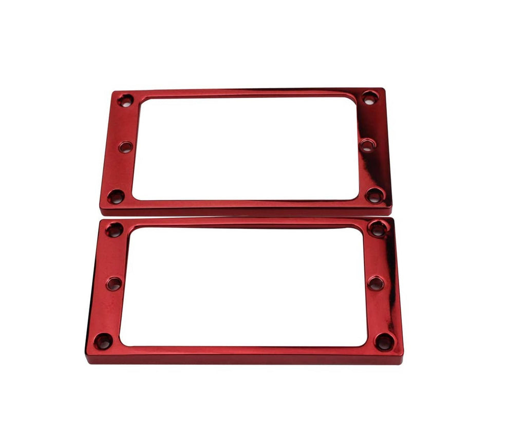 Rose red metal humbucker pickup mounting ring set, 2-piece rectangular frames