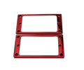 Rose red metal humbucker pickup mounting ring set, 2-piece rectangular frames