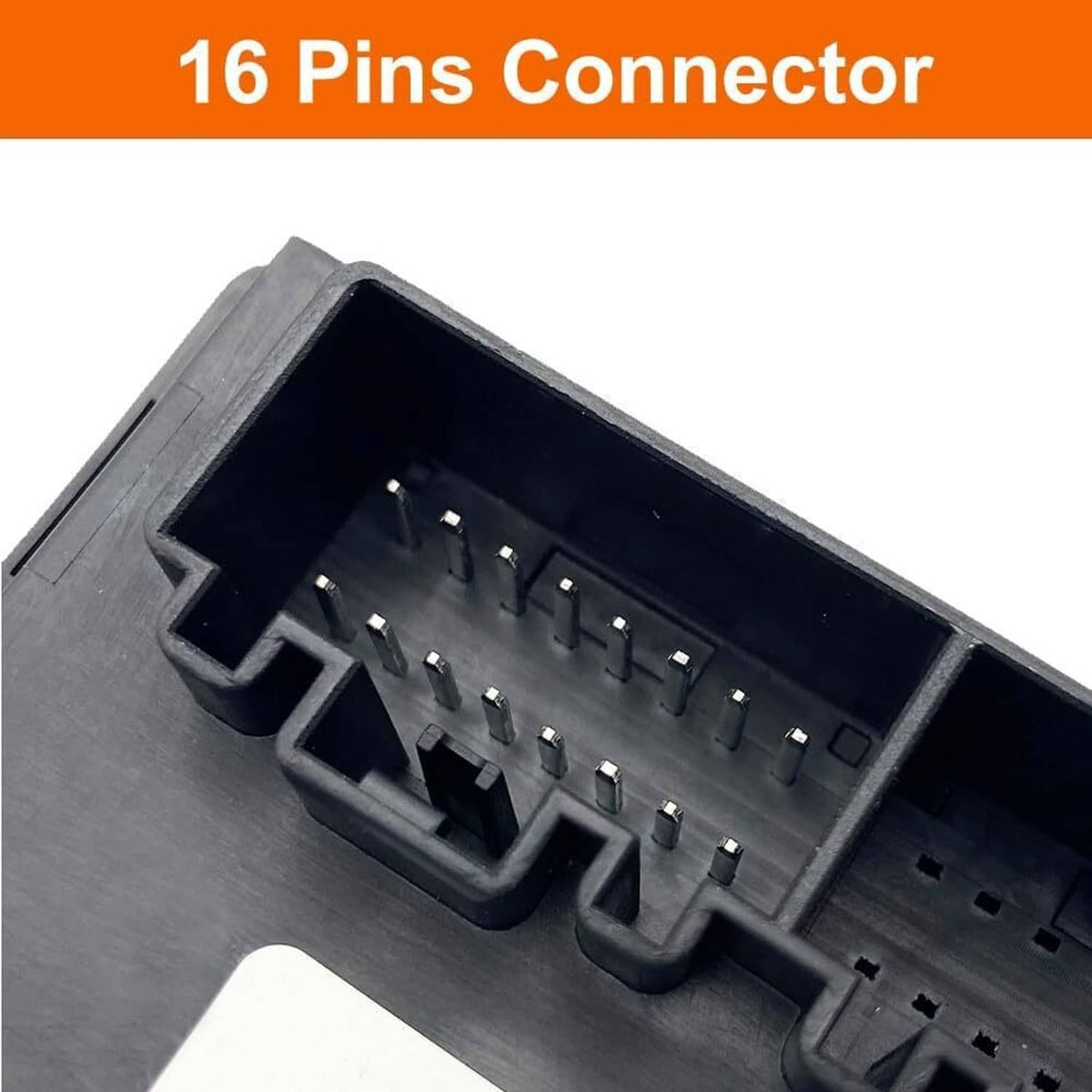 Transfer case control module connector with 16-pin socket, close-up on black housing