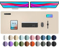 Beige leather desk pad protector with multiple color option swatches