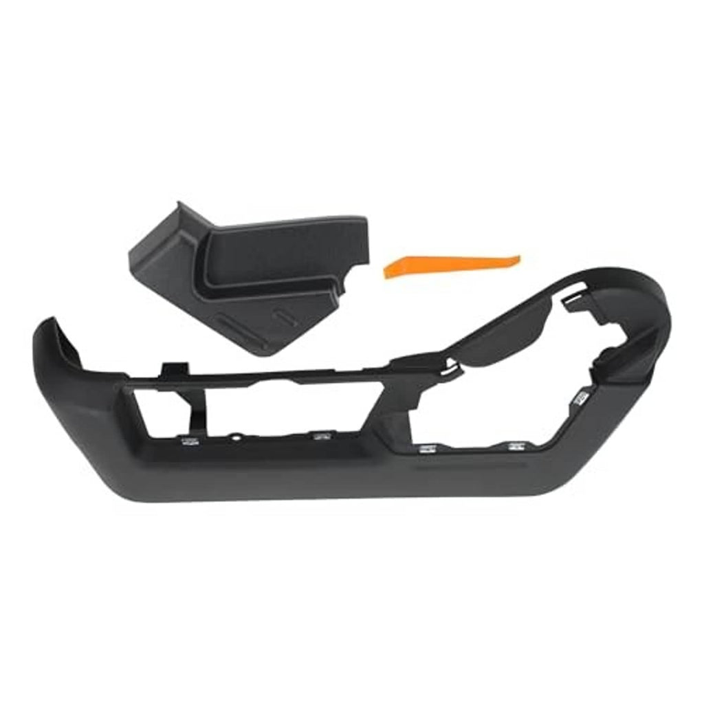 Black front driver seat side trim panel bezel cover with molded inner supports