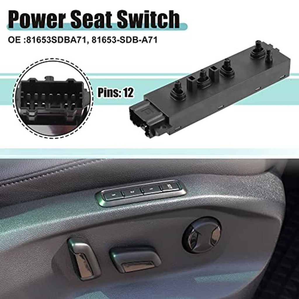 Power seat switch panel with rocker buttons and rotary dial, dark gray