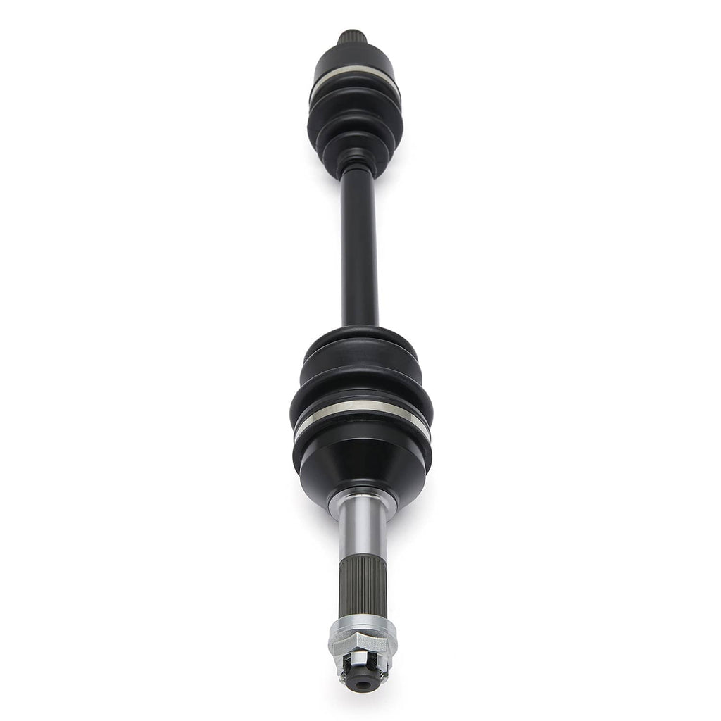 Rear CV axle shaft assembly with dust boots and splined connection, black