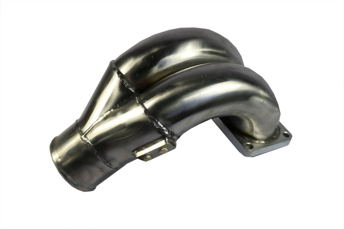 Stainless steel intake manifold elbow section with flange mount plate