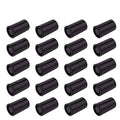 Set of black plastic film canisters, cylindrical with round end caps