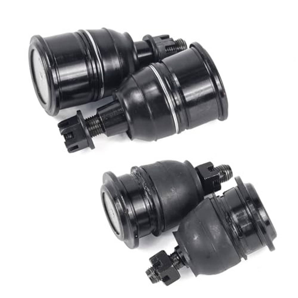 Two black ball joint assemblies with dust boots and threaded mounting studs