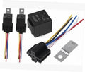 5-pin automotive relay with wire harness, black relay case, colored wires, and mounting bracket