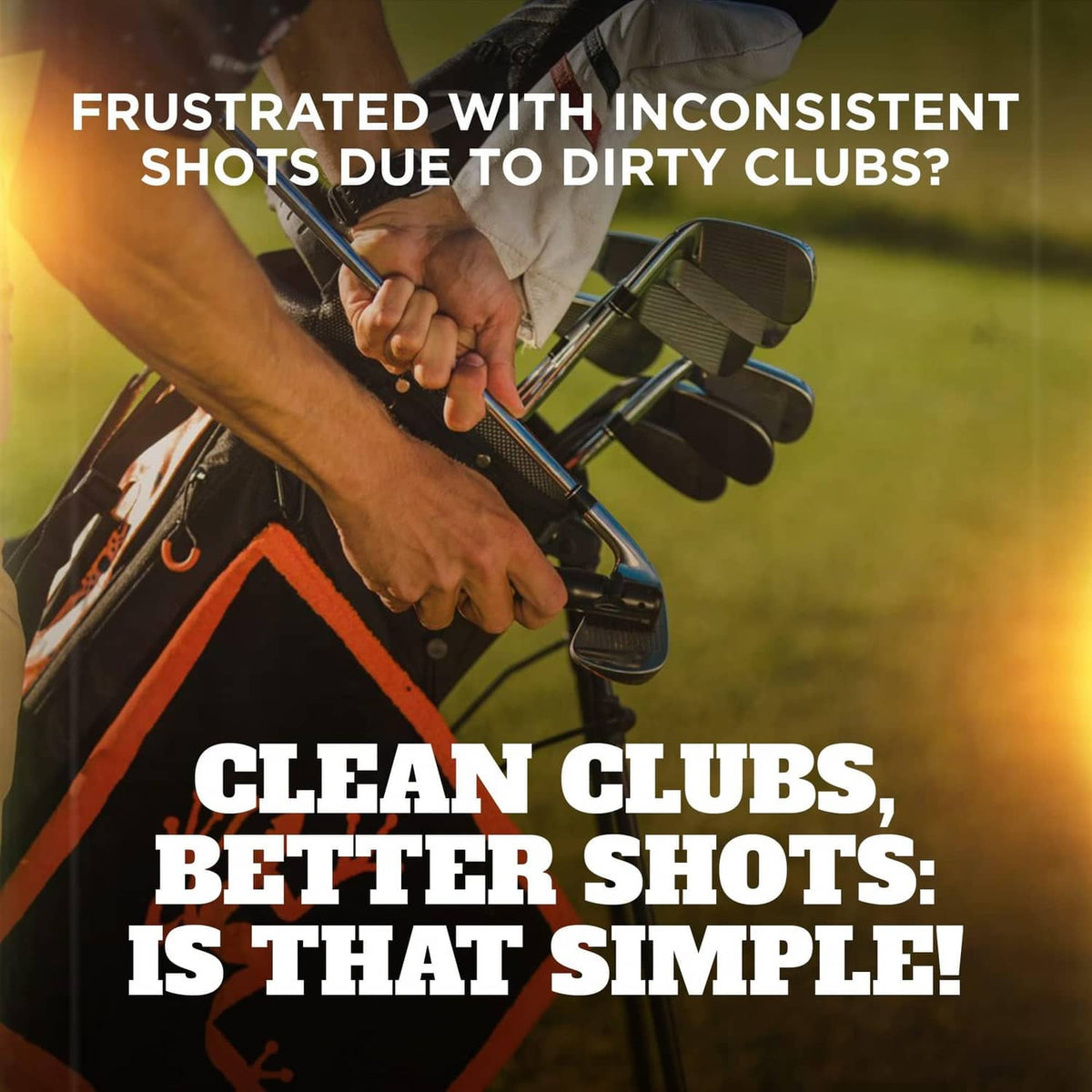 Golf club cleaner brush retracts on a cord while cleaning club faces for better contact