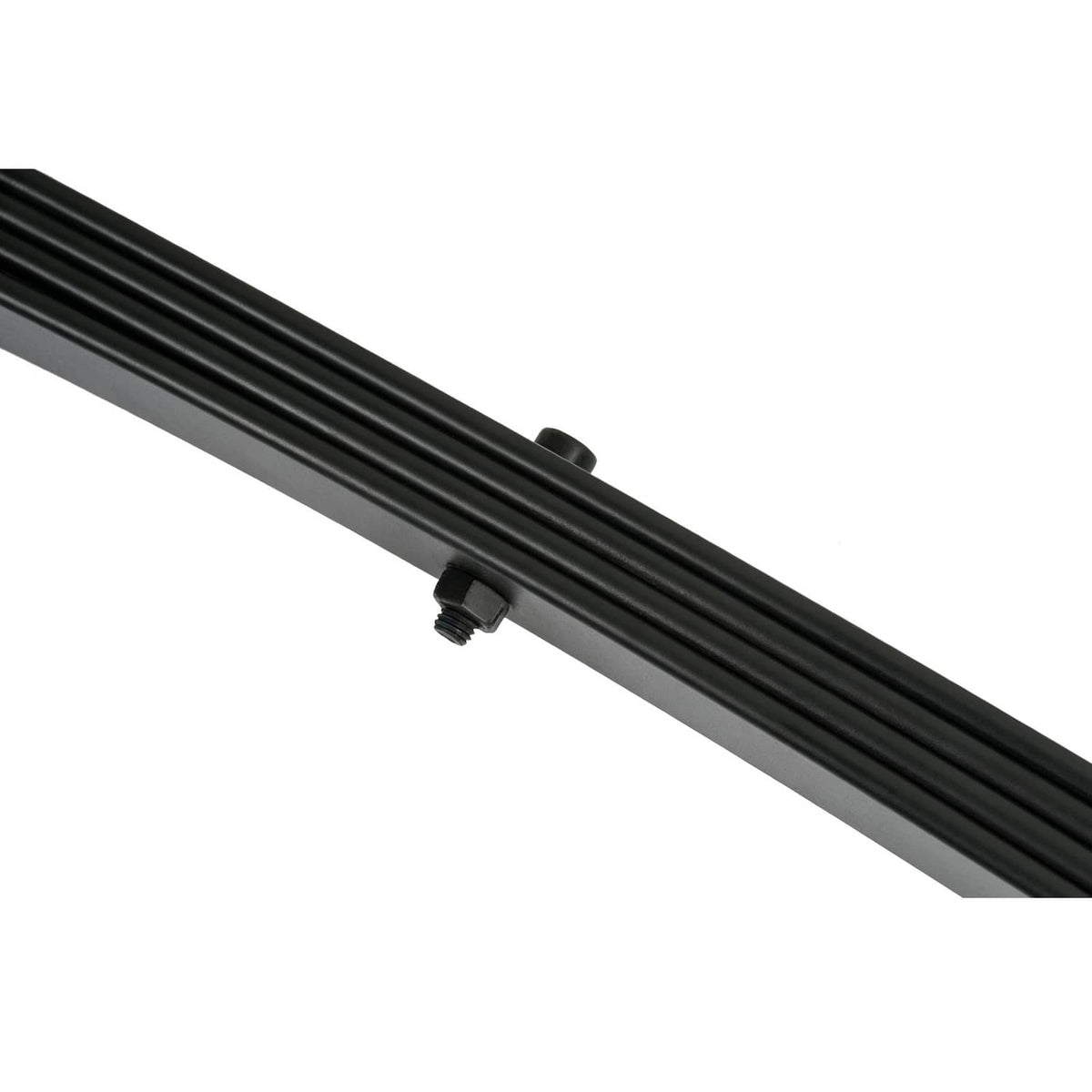 Black rear leaf spring leaf pack with mounting bracket and bushing details