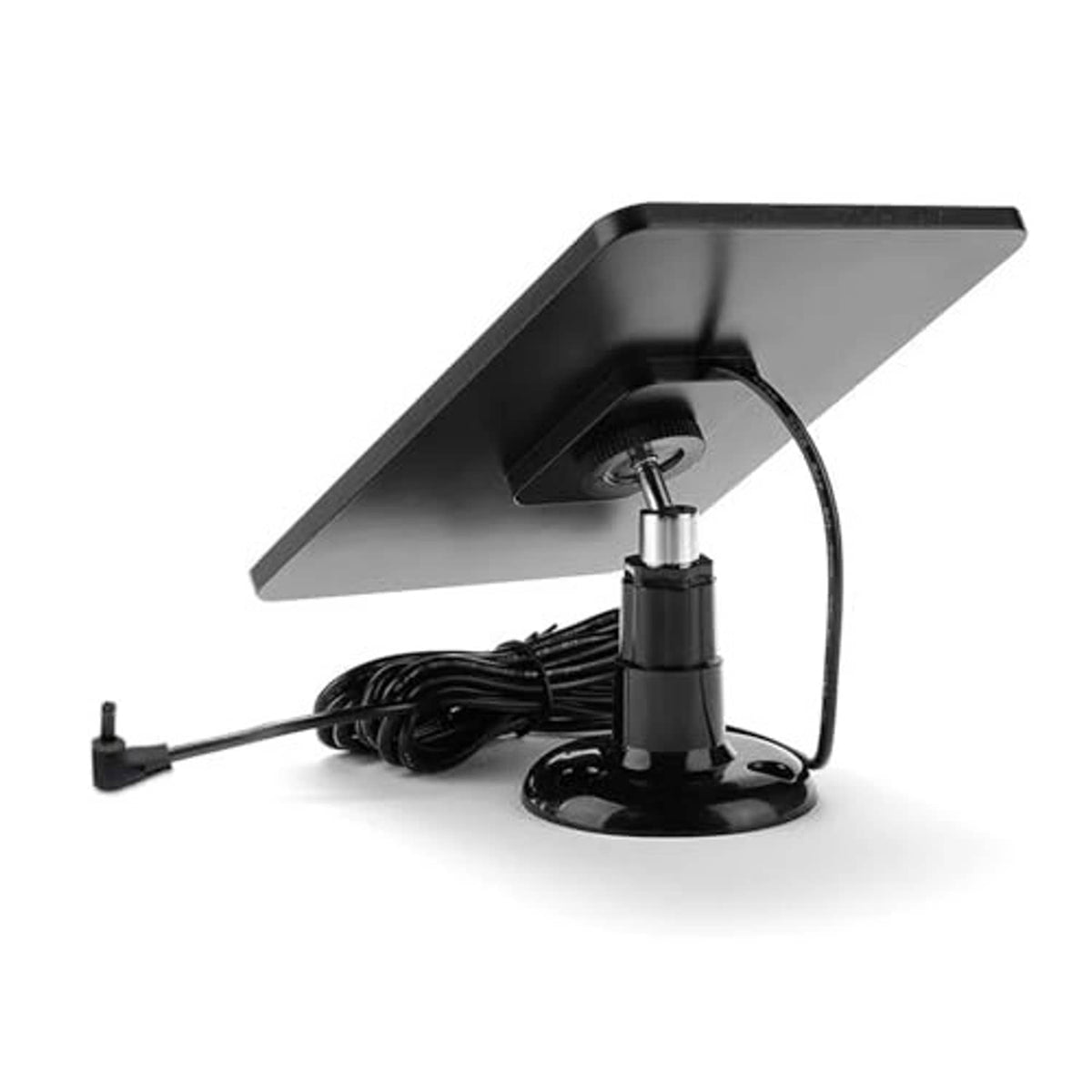 Black solar panel with stand base and long charging cable