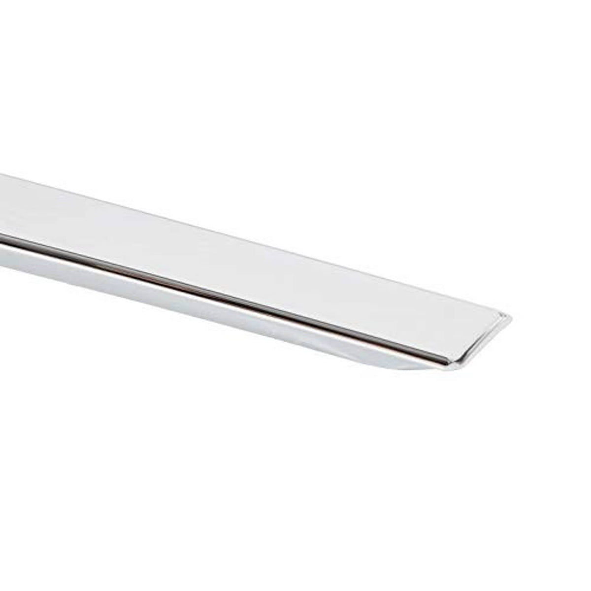 Silver hood trim molding strip with black underside trim edge