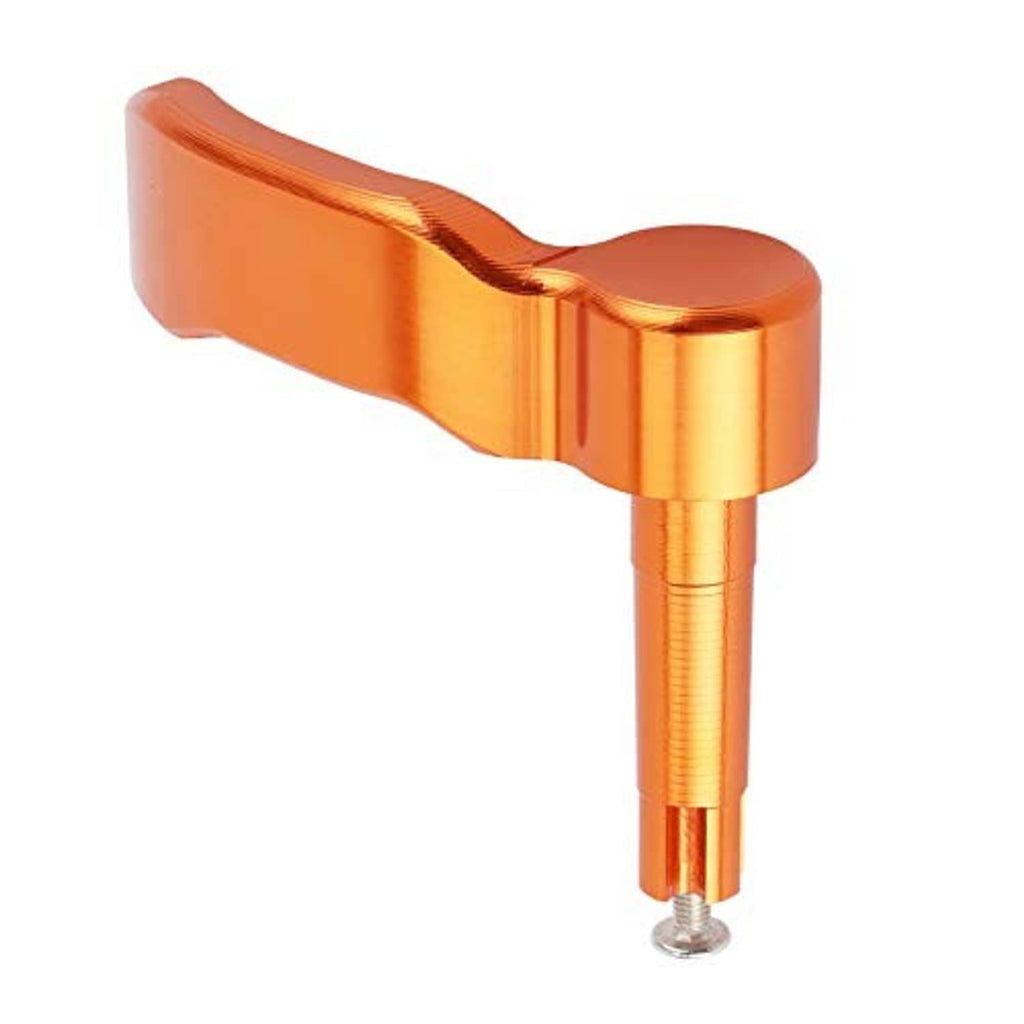 Orange anodized thumb throttle lever with curved pad and underside mounting screw