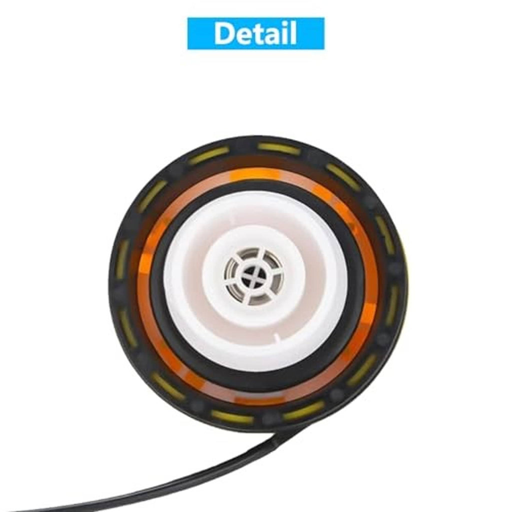 Fuel tank filler cap insert with white vent center, orange ring accents, and black housing