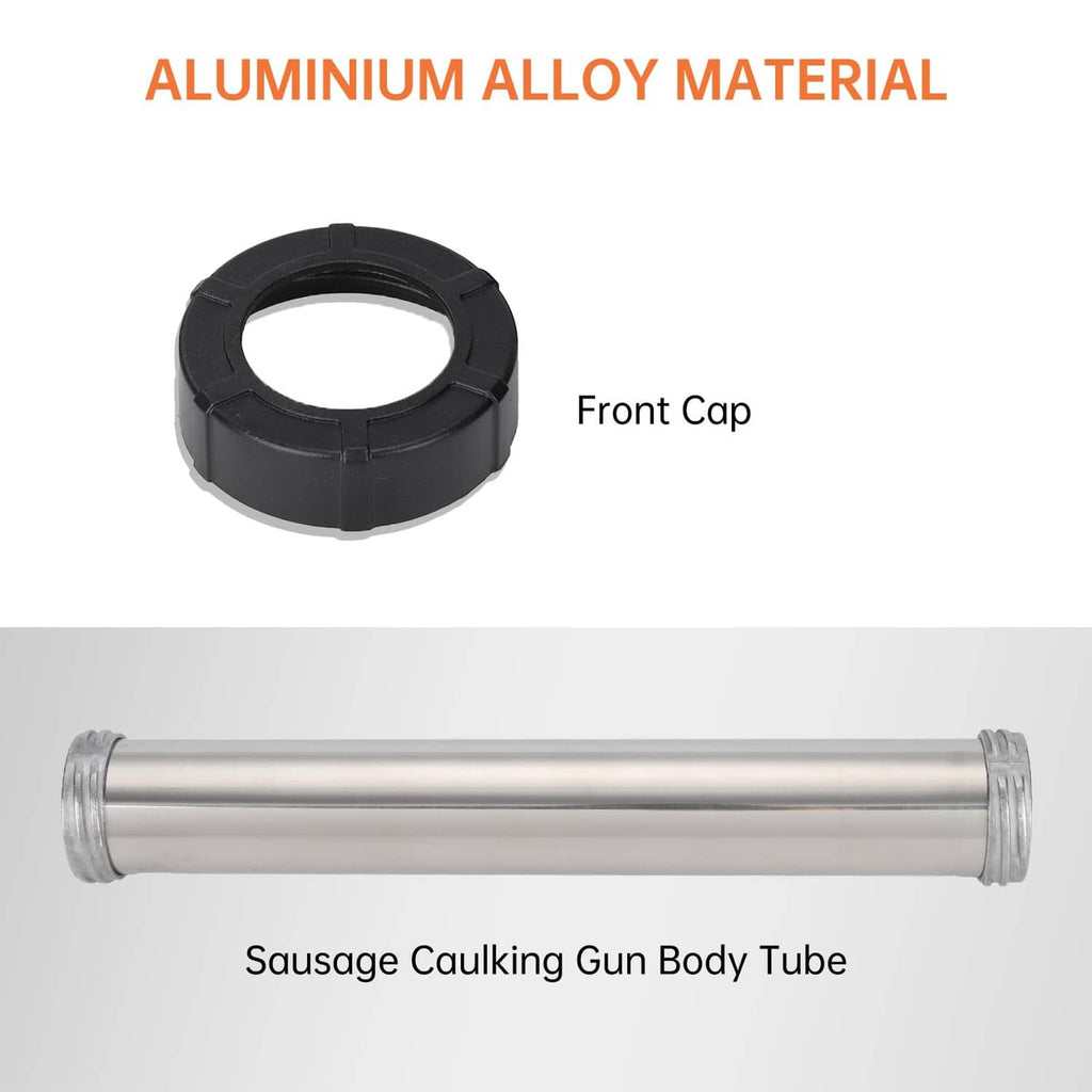 Aluminum caulking gun front cap and silver tube, replaceable body