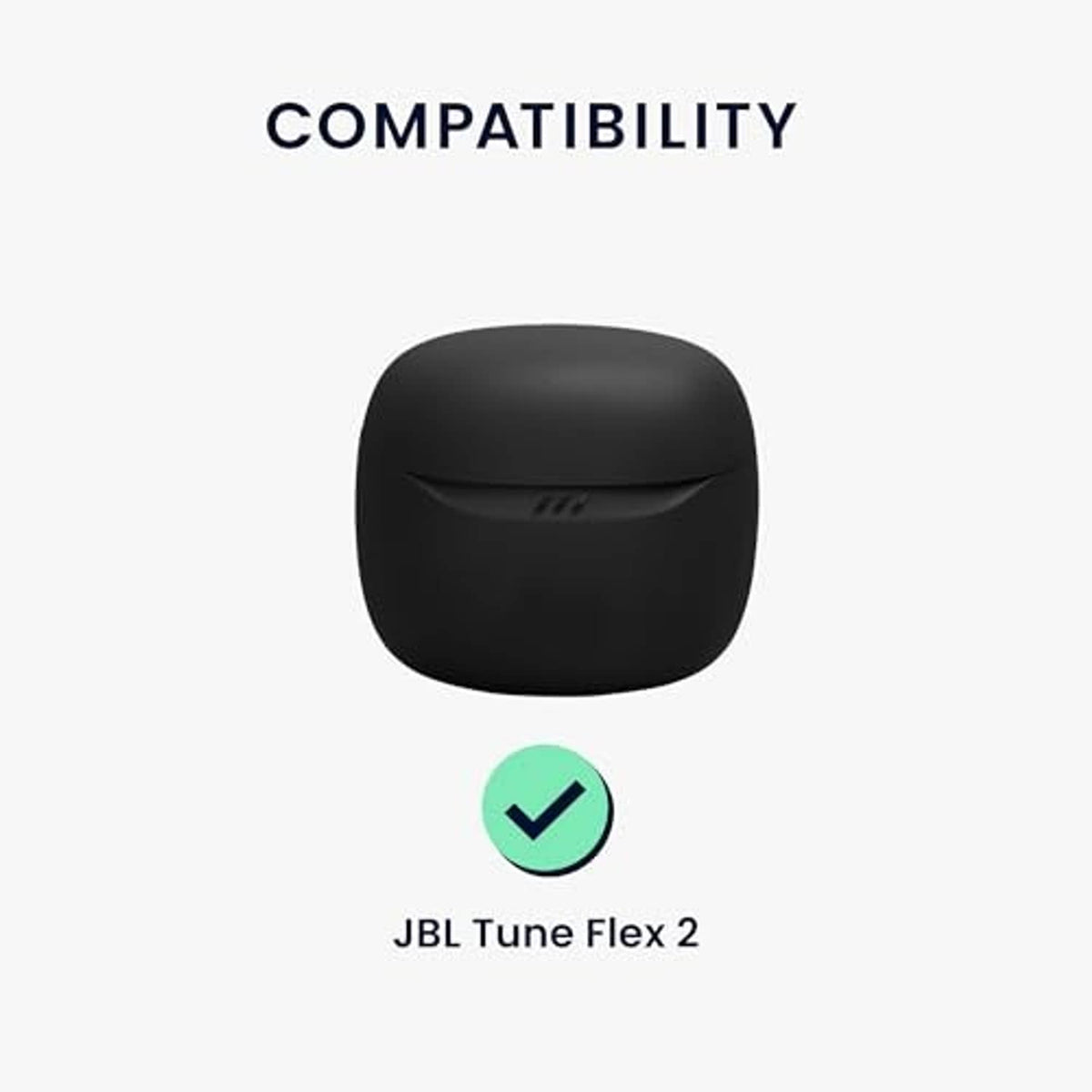 Black silicone earbuds charging case cover with rounded lid, top view