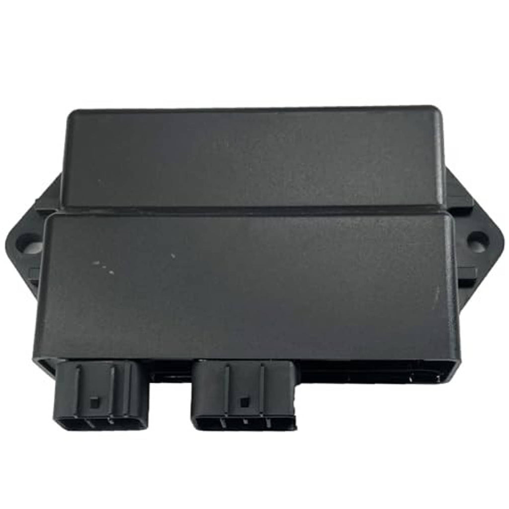 CDI ignition module with dark housing and two front electrical connectors, top view