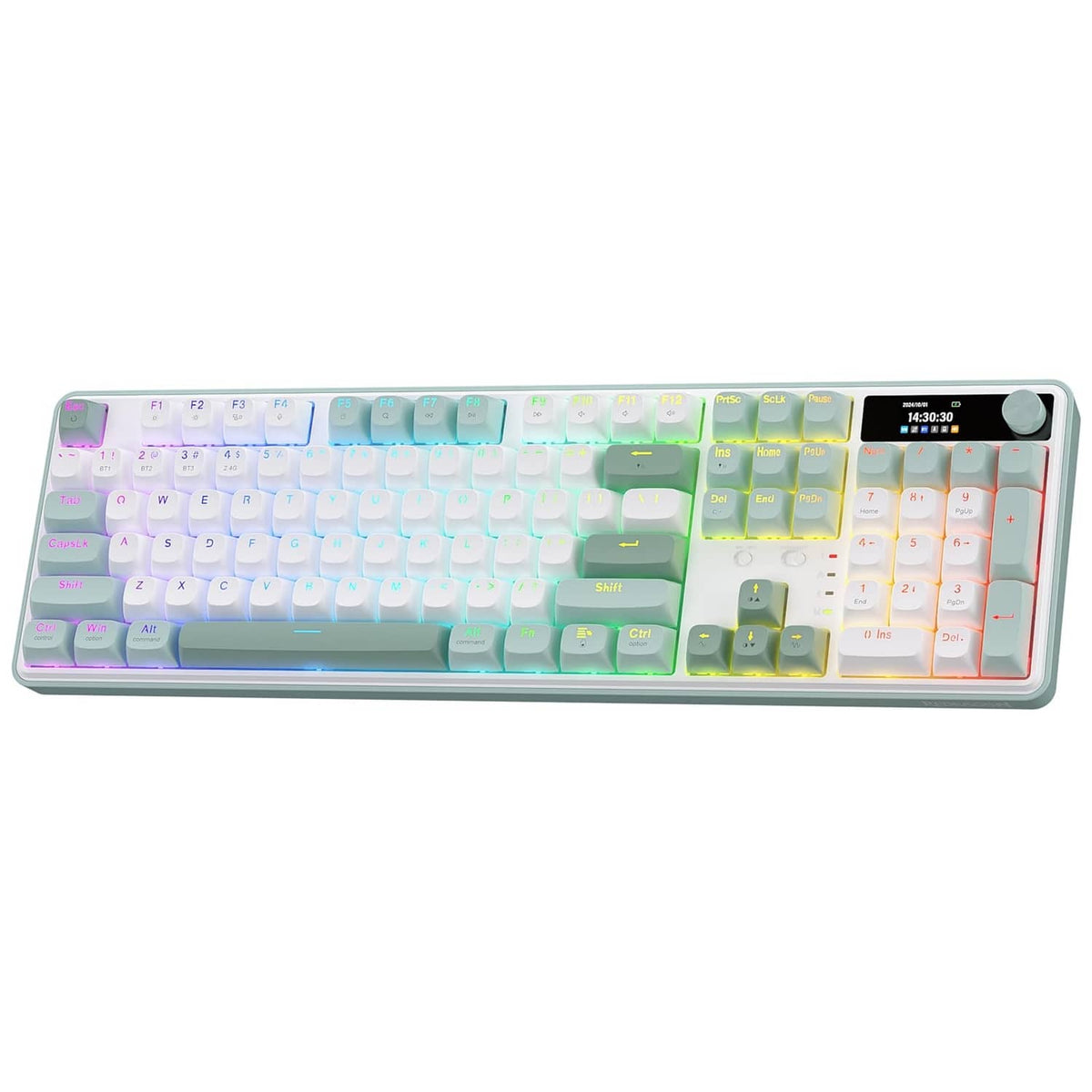 Mint wireless 104-key gaming keyboard with multicolor RGB rainbow backlighting