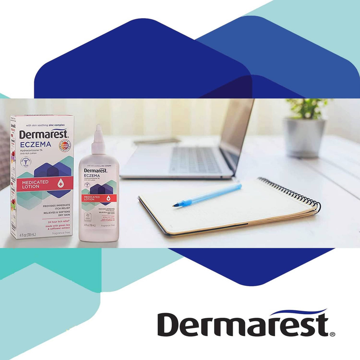 Dermarest Eczema medicated lotion box and bottle with dropper