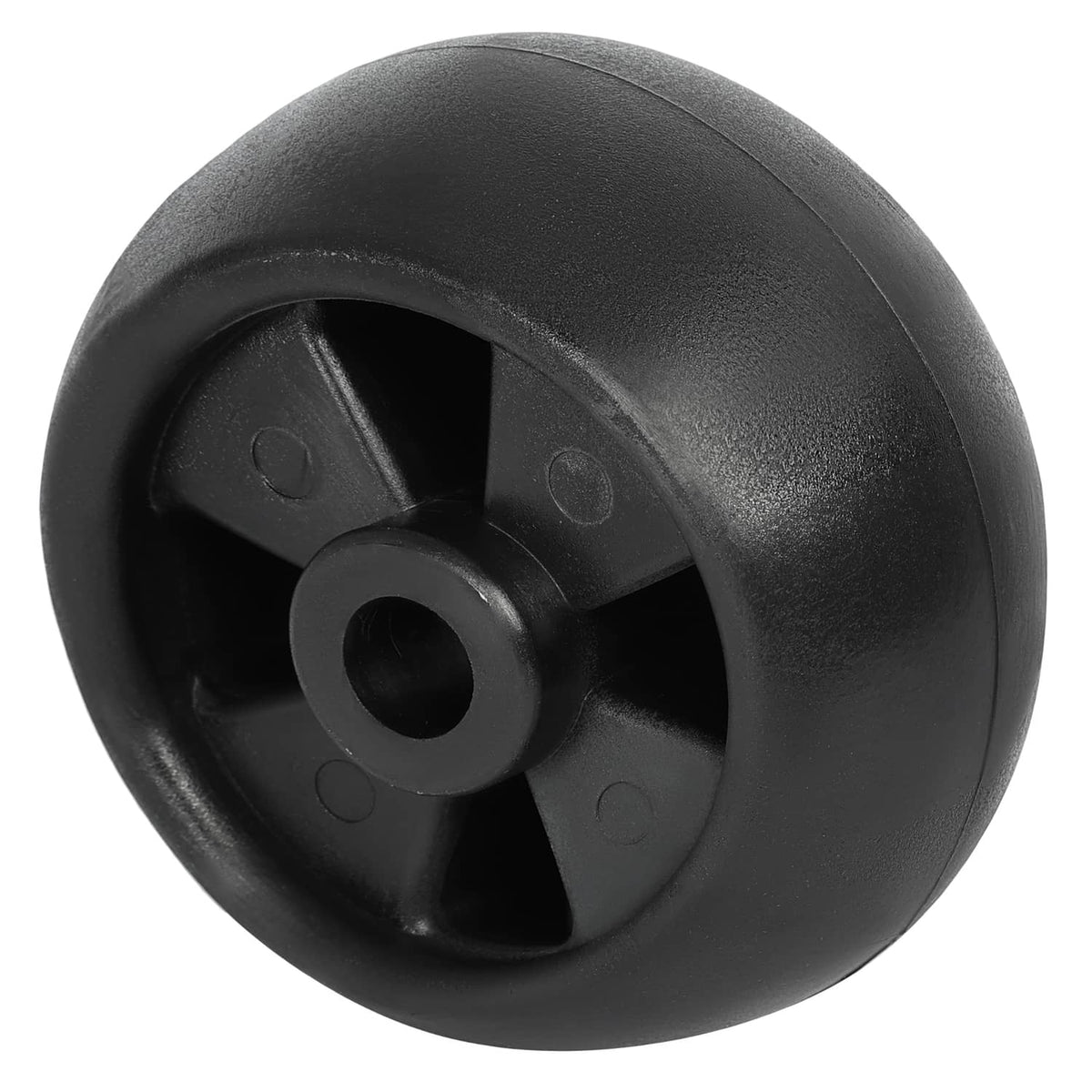 Black deck wheel with 5-spoke hub and thick rim, center mounting hole