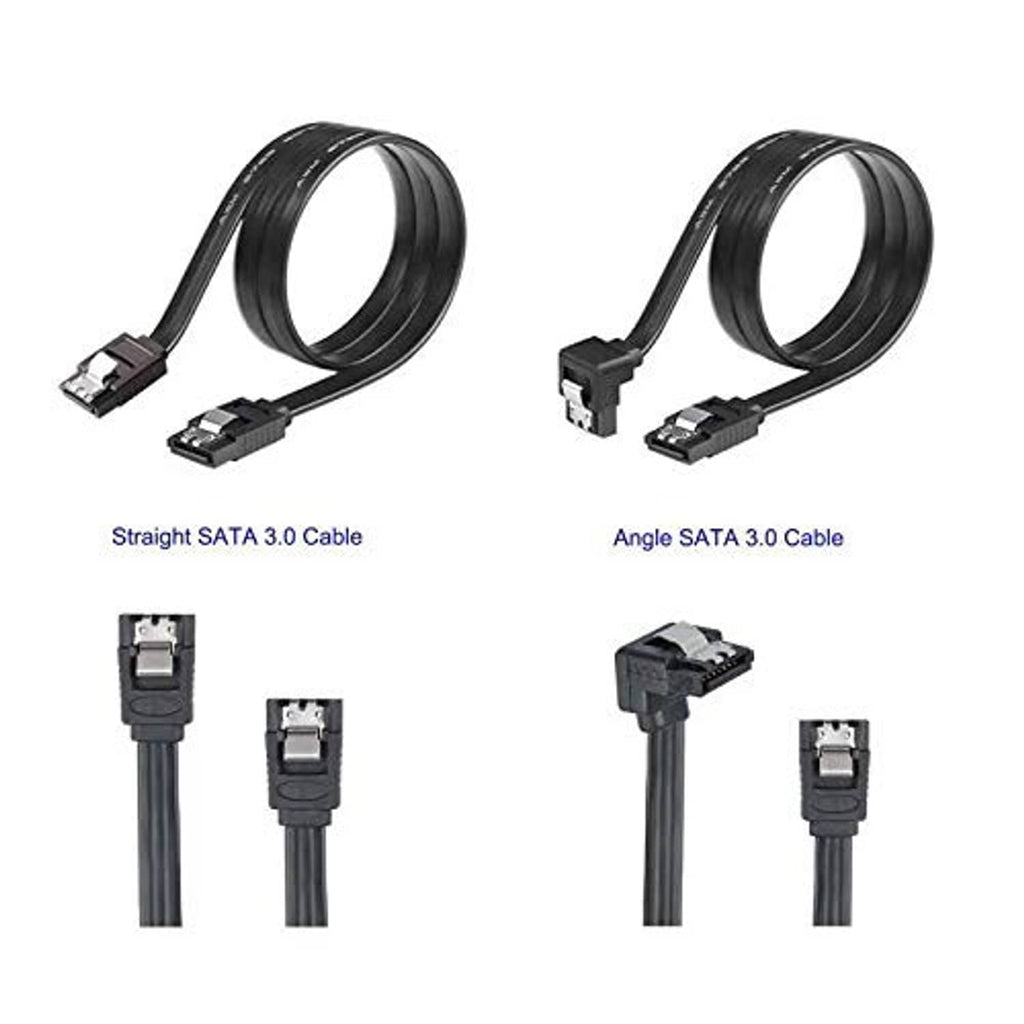 SATA 3.0 straight and angle data cable connectors shown side by side