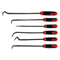 Hook and pick tool set with black handles and red finger-grip tips