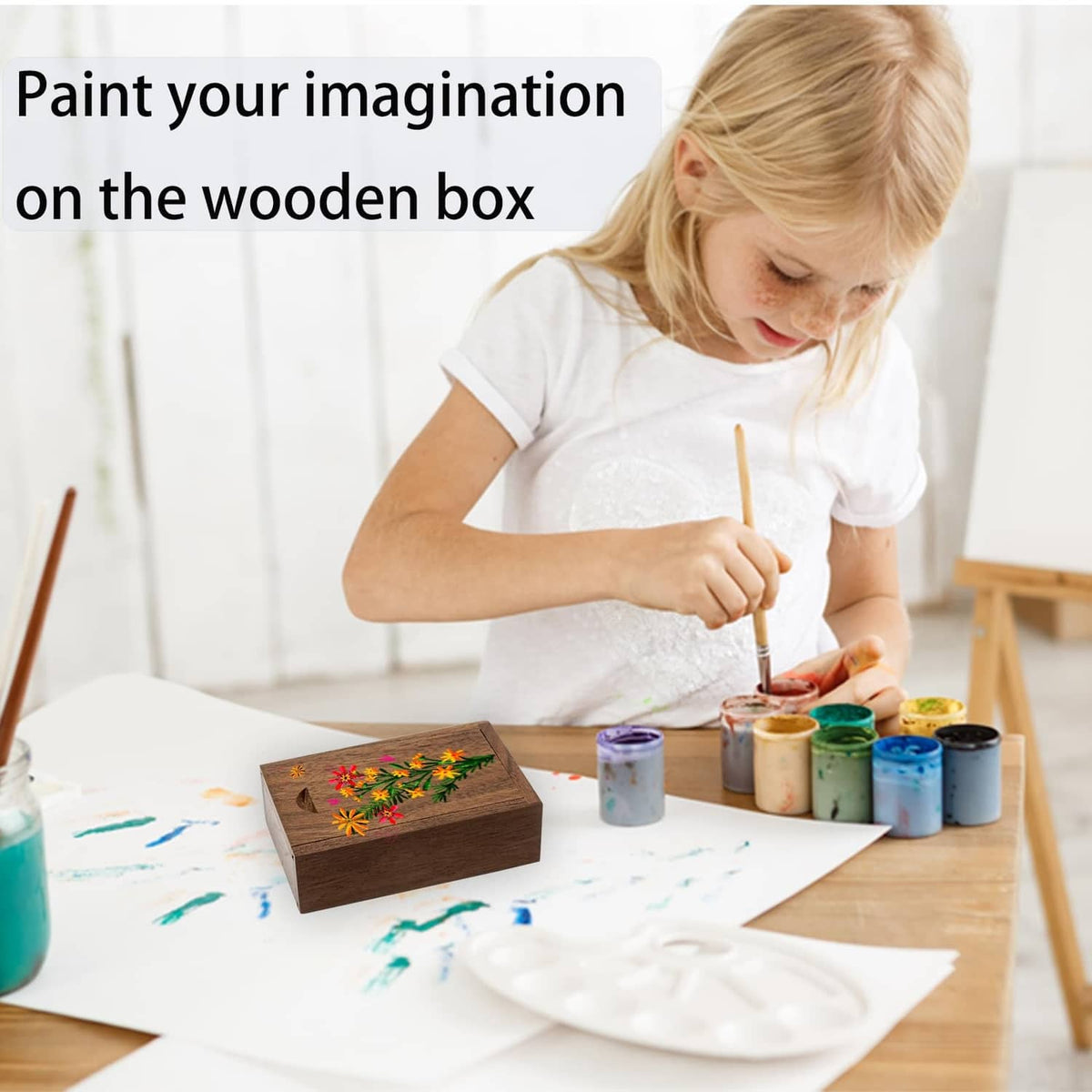 Small wooden gift box with sliding lid, blank wood surface for decorating