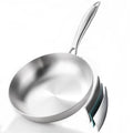 Stainless steel 8-inch small frying pan with long handle, silver