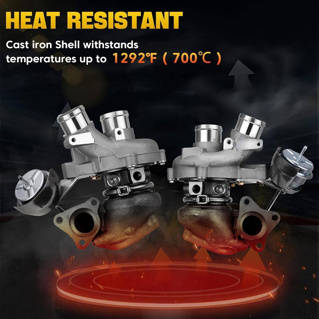 Heat-resistant cast iron turbocharger pair with silver compressor housings
